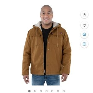 Wrangler Workwear Sherpa Lined Duck Jacket Size 3XL Brown with Hood
